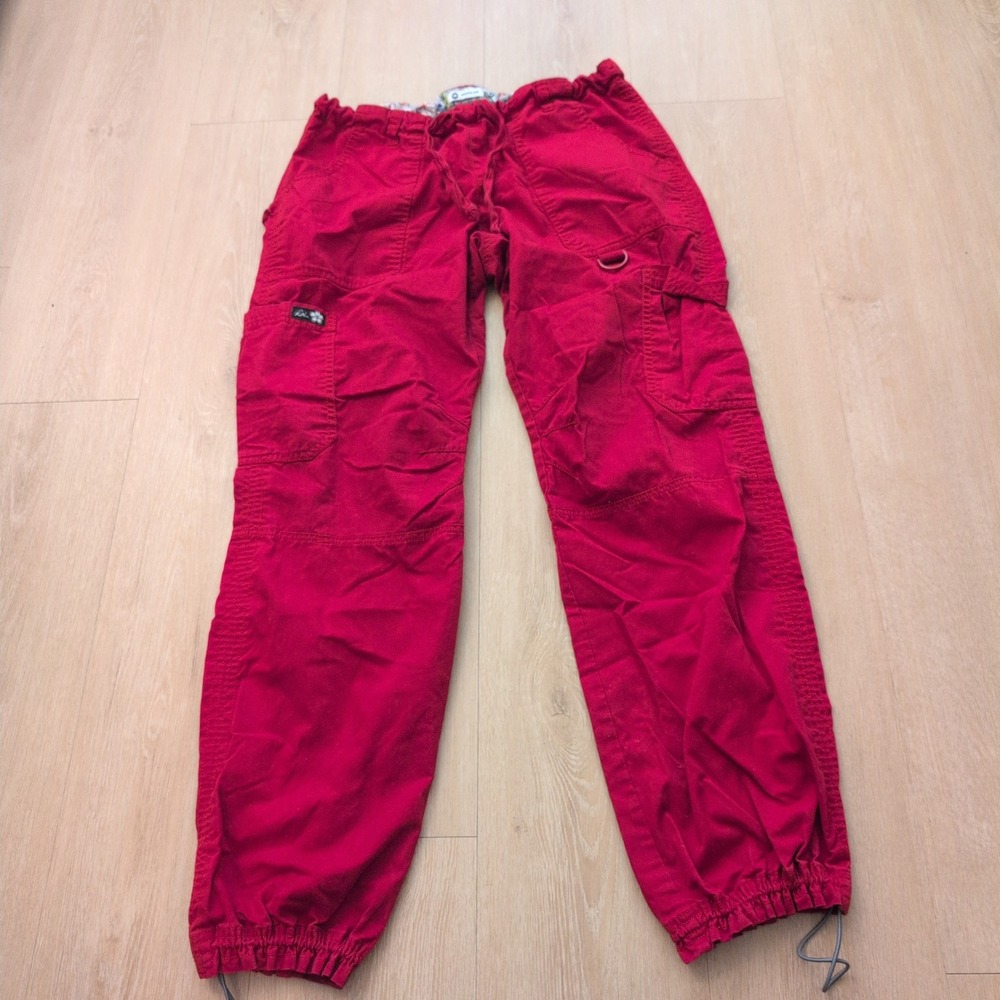 Koi Morgan Red Scrub Pants Womens Medium Cargo Drawstring Adjustable Hem Medical